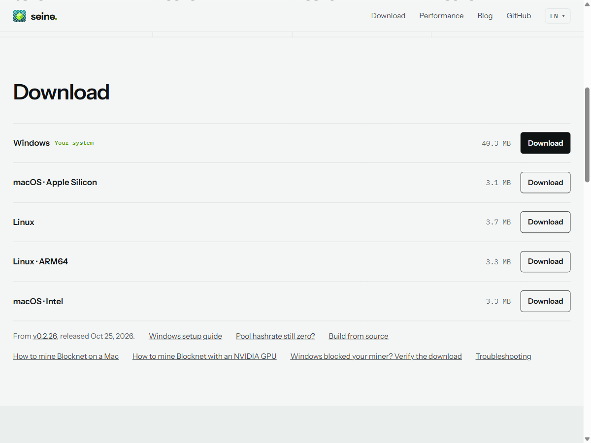 The official download table with Linux and Linux ARM64 archives